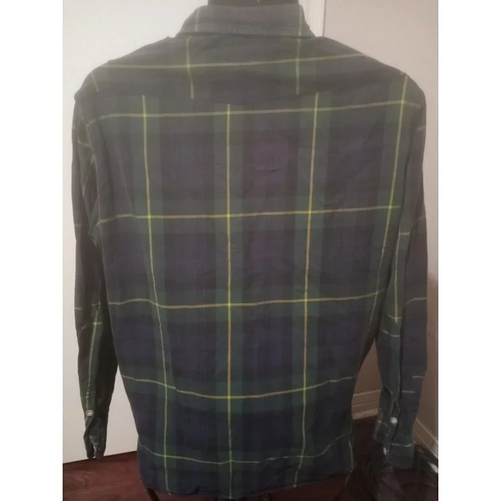 Polo Ralph Lauren Shirt Men's Plaid size XL Long Sleeve Green Blue Cotton